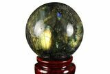 Flashy, Polished Labradorite Sphere - Great Color Play #158000-1